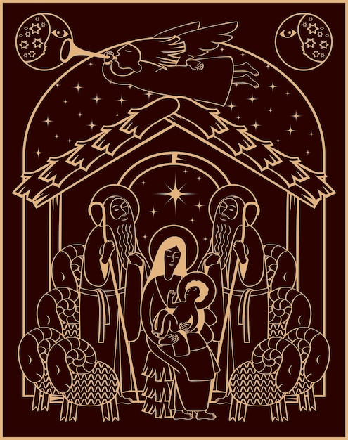 Вектор Плакат с поклонением волхвов