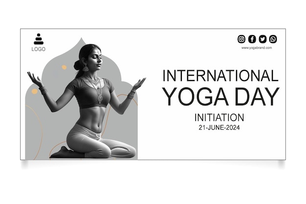 a poster for a yoga event with a woman in a yoga pose