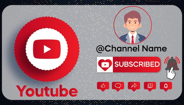 Vector poster for youtube channel with youtube icon