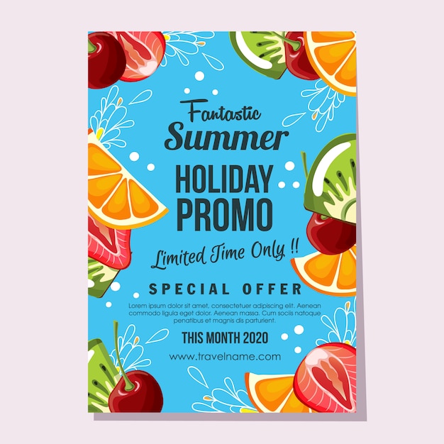 Poster zomer vakantie vers fruit poster illustratie