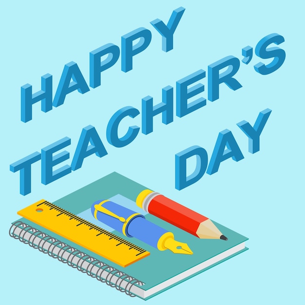 Posterbanner of flyerontwerp met stijlvolle tekst Happy Teacher's Day-concept Vectorillustratie