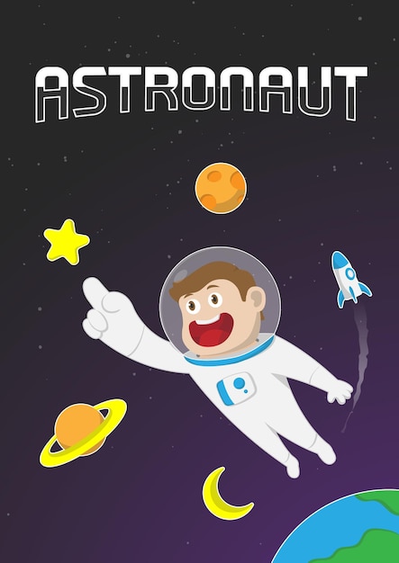 posterontwerp van een kind dat astronaut wordt