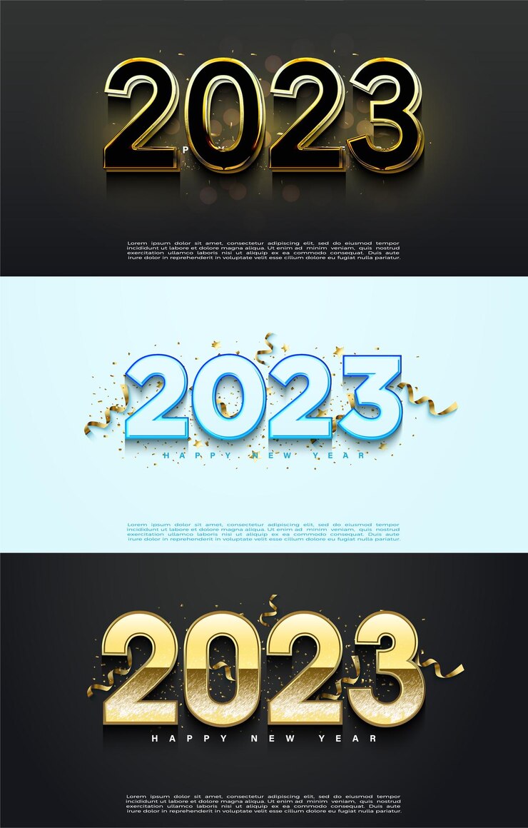posters aligned top to bottom 2023 new year.