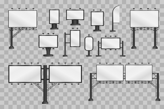 Вектор Постеры и реалистичный билборд для рекламы и маркетингового продвижения городских баннеров