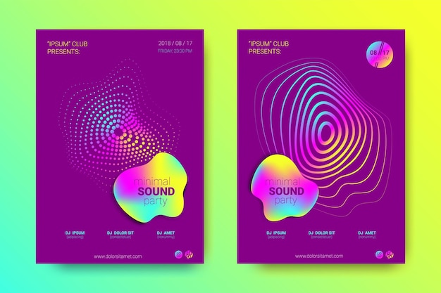 Collezione di poster per concerti di musica elettronica