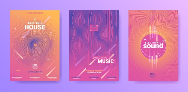 Posters collection for electronic music concert