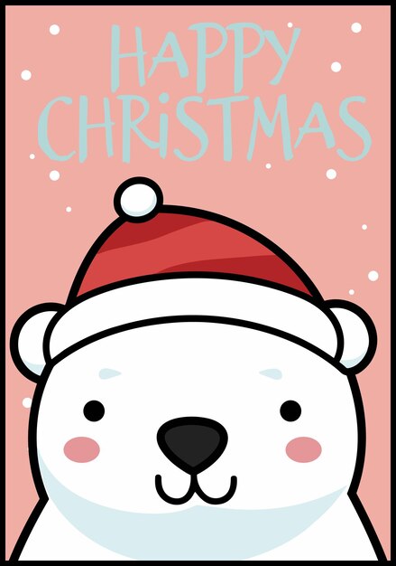 Posters of polar bear christmas cards and vector winter forest animals