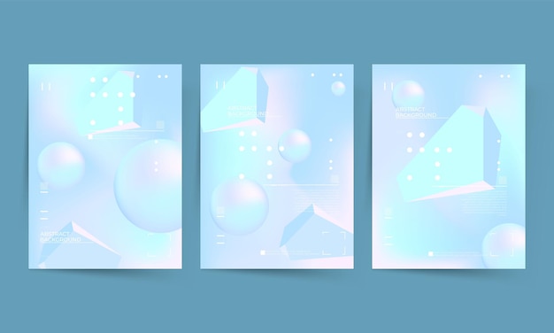 Posters set with gradient shapes composition