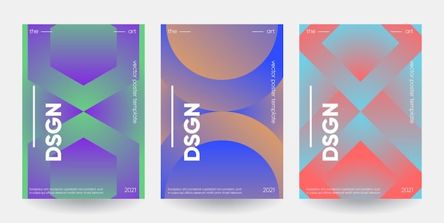 Posters set with gradient shapes