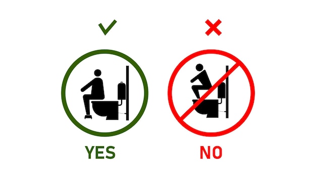 Posters warning to sit on the toilet properly Bathroom icon vector illustration background