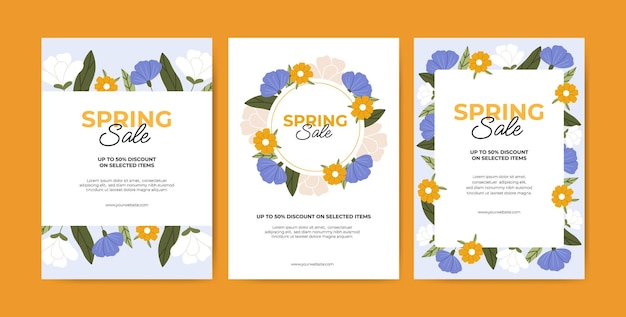 Vector posters with blooming flowers