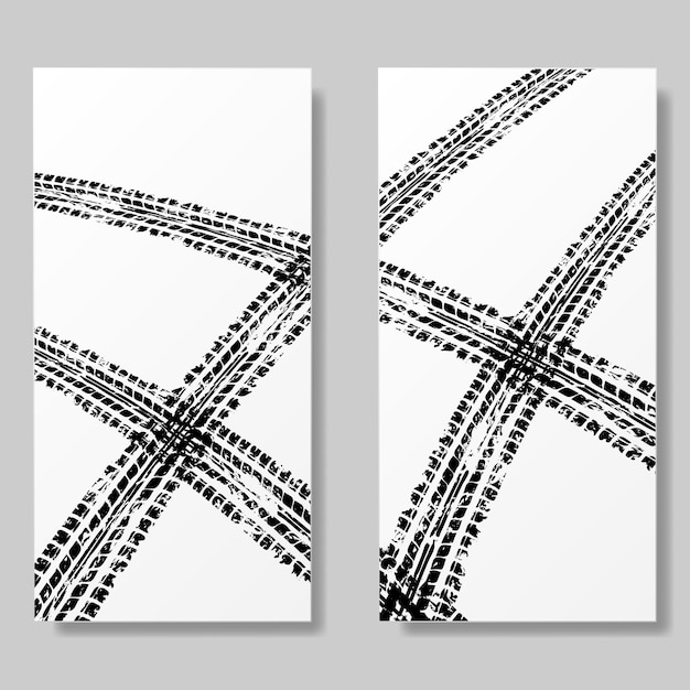 Vector posters with tire tracks