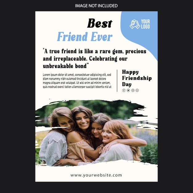 Postersjabloon voor postmedia van het vieringselement van de vriendschapsdag