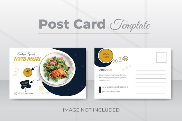 Vector postkaartsjabloon voor eten en restaurant