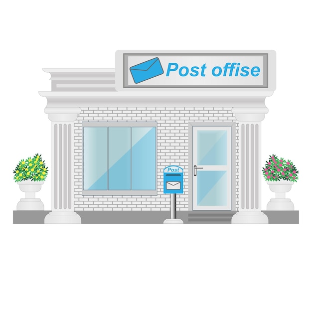 postkantoor gebouw geïsoleerd op witte achtergrond
