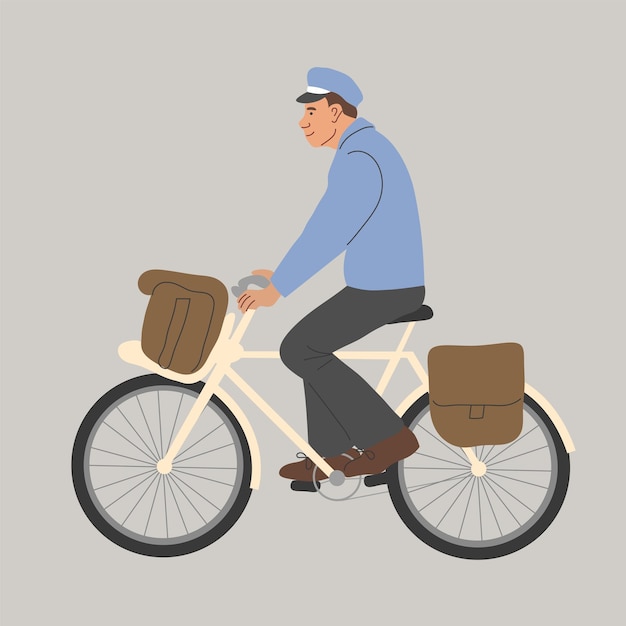 A postman on a bicycle