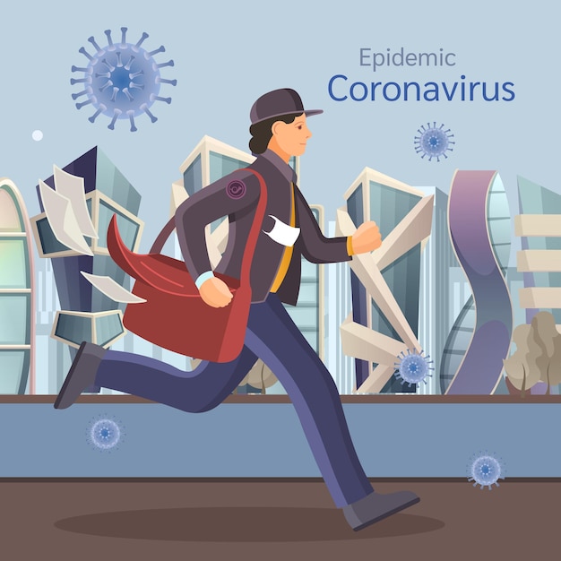 郵便配達員は、武漢肺炎に対する保護であるコロノウイルスの新しい症例のニュースを伝えます