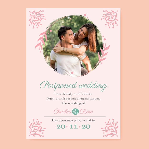 postponed wedding card template