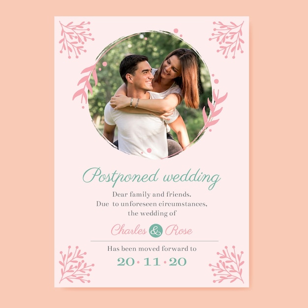 Postponed wedding card template