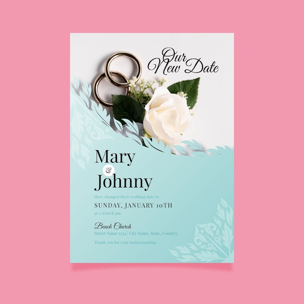 Postponed wedding card