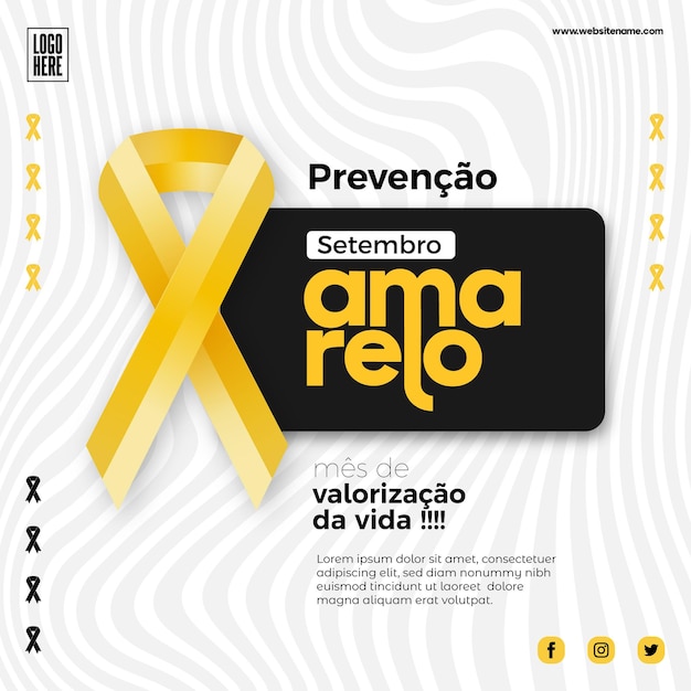 Vector postsjabloon voor sociale campagne voor setembro amarelo in het portugees