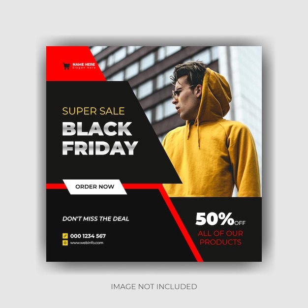 Postsjabloon voor sociale media met sjabloon voor spandoek van Black Friday-verkoop Premium vector