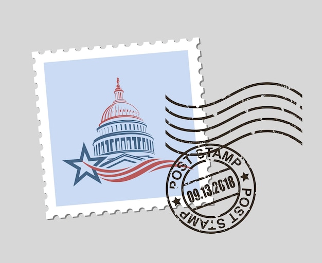 Vector postzegel met amerikaanse symbolen