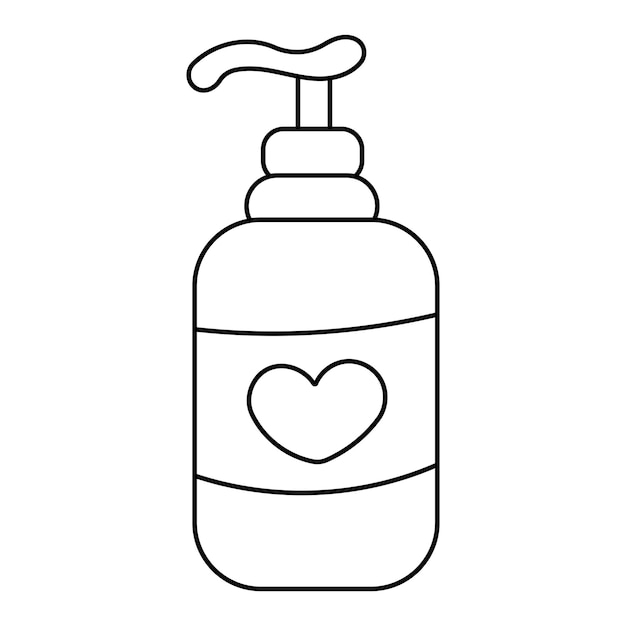 pot dispenser cosmetica lijn doodle hart crème shampoo pictogram element vectorillustratie