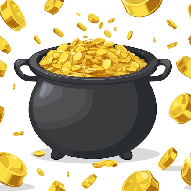 Pot of gold flat vector detailed cartoon
