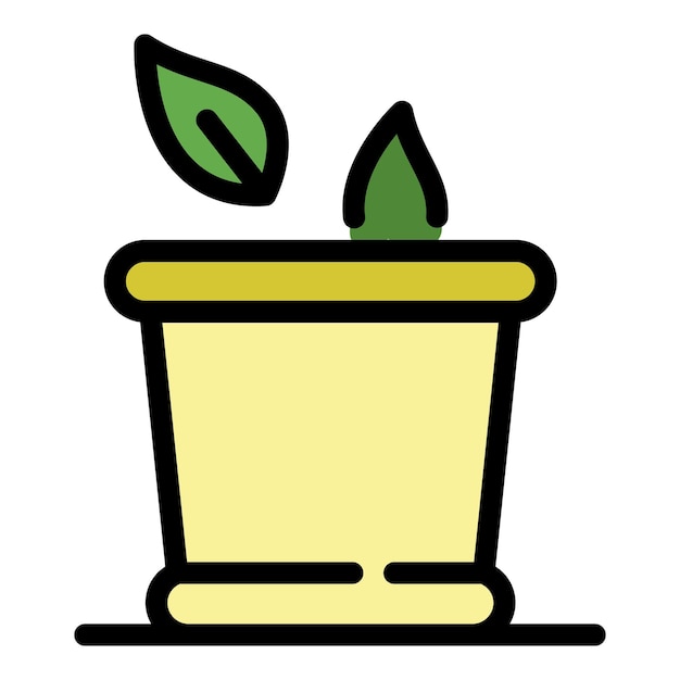 Pot of herbs icon Outline pot of herbs vector icon color flat isolated