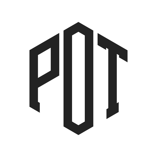 POT ロゴ デザイン イニシャルレター POT モノグラム 六角形を使用したロゴ