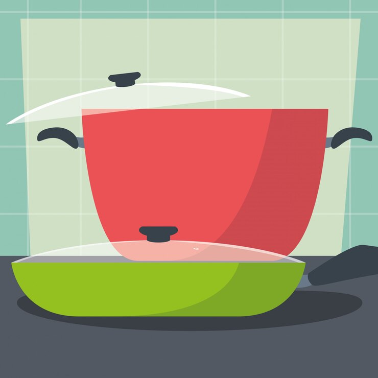 Vector pot and pan of kitchen