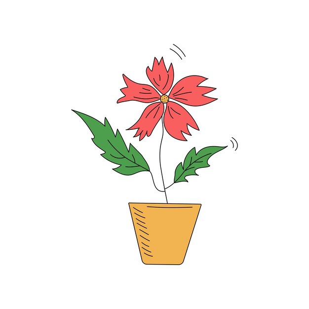 鉢植えの漫画の花