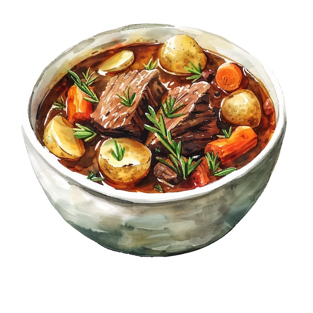 Vector pot roast vector illustration in watercolour style