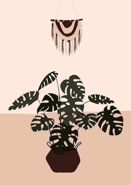 Pot with monstera plant