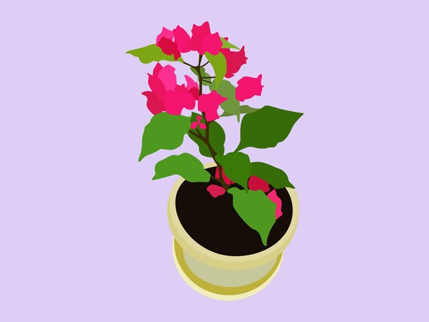 Vettore un vaso con una pianta in esso che ha un fiore rosa in esso