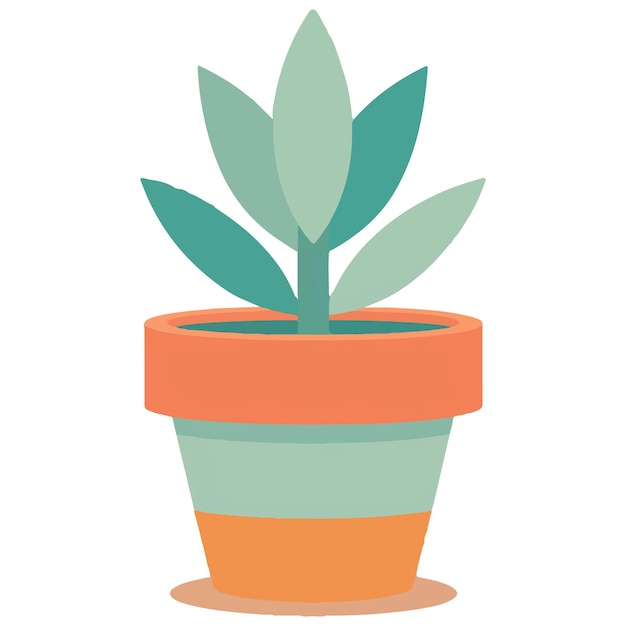 Vector a pot with a plant in it that is painted in blue and green