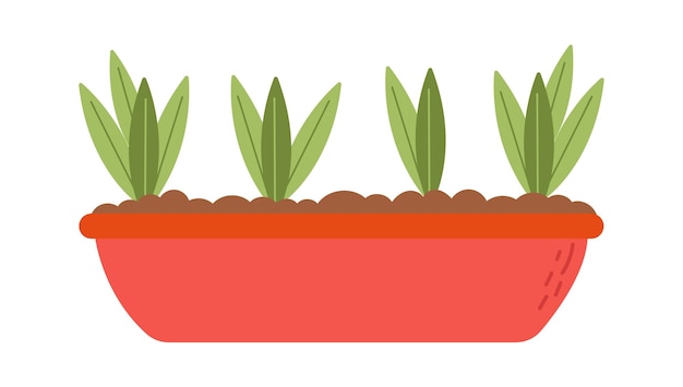 Pot with plants Vector illustration