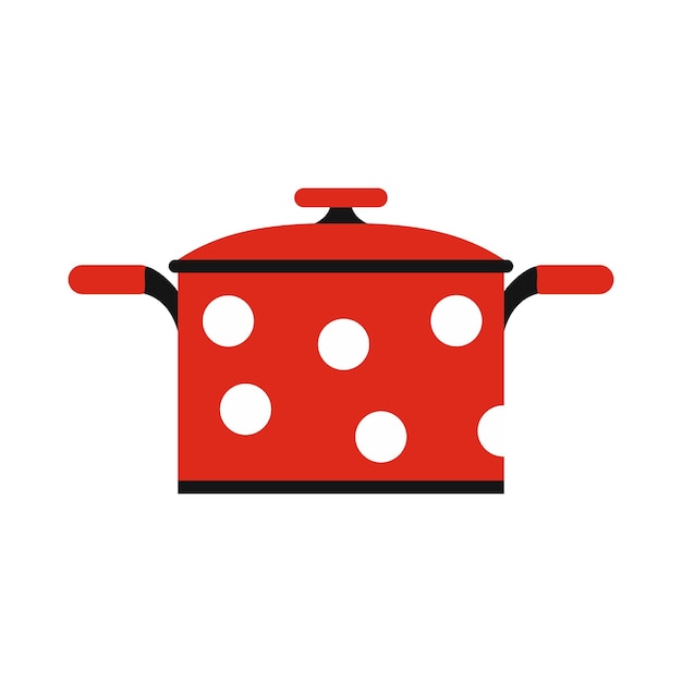 Pot with polka dots icon in flat style isolated on white background