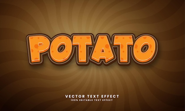 Potato 3d vector bewerkbaar teksteffect met achtergrond