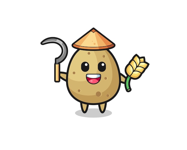 Potato Asian farmer holding paddy