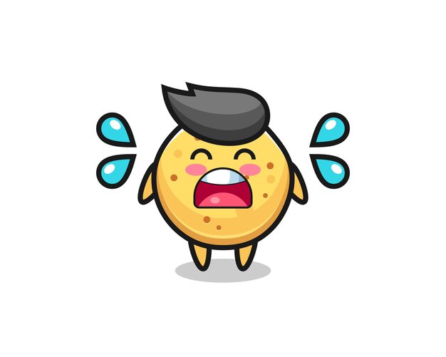 Vector potato chip cartoon illustration with crying gesture , cute design