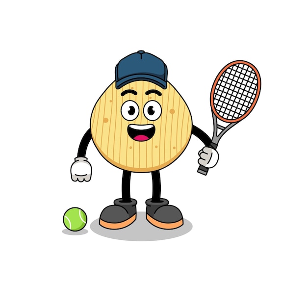 Potato chip illustration as a tennis player character design