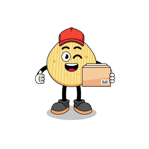 Potato chip mascot cartoon as an courier character design