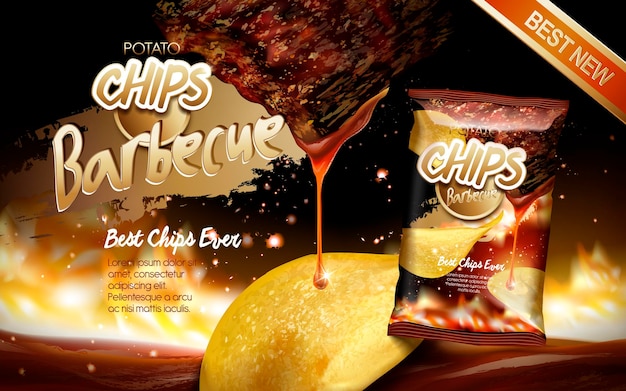 Potato chips ad barbecue