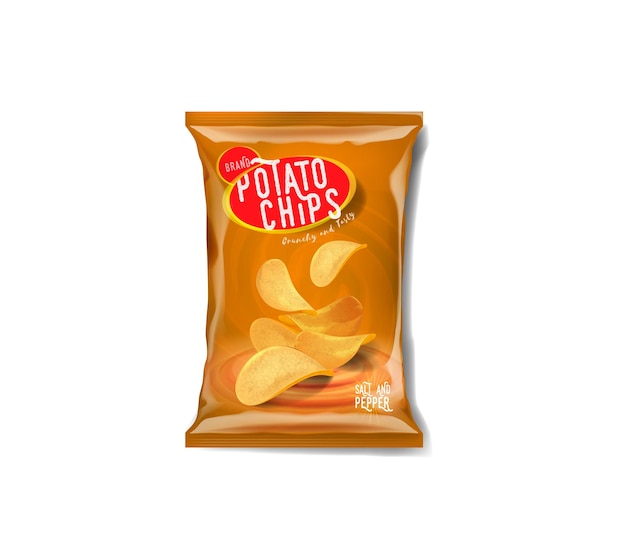 Potato chips advertisement bag classic salt and pepper flavor