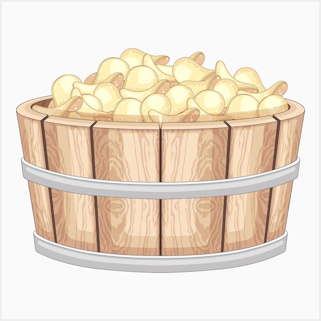 Potato chips in a half barrel illustration