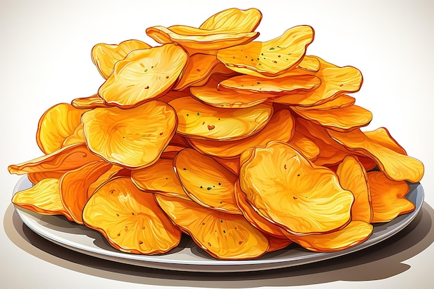 Картофельные чипсы изолированы на белом фоне