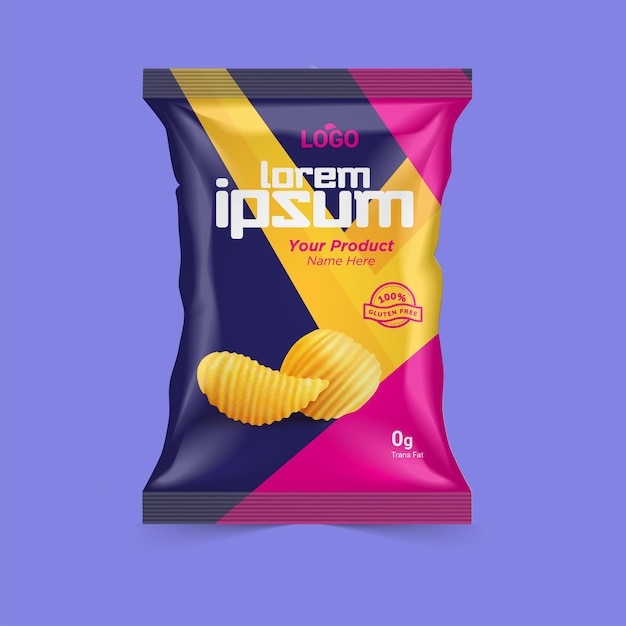 Vector potato chips package design