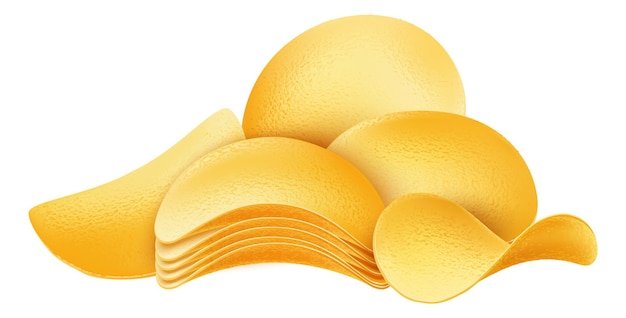 Vettore mucchio di patatine fritte mockup realistico di snack croccante isolato su sfondo bianco